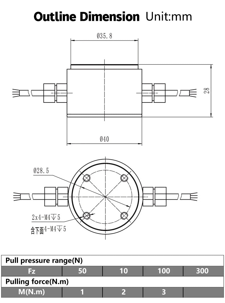 100N 300N 500N 1000N pressure torque sensor composite Two multi dimensional component 2 axis force sensor measuring loadcell