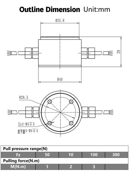 100N 300N 500N 1000N pressure torque sensor composite Two multi dimensional component 2 axis force sensor measuring loadcell
