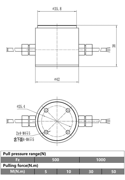 100N 300N 500N 1000N pressure torque sensor composite Two multi dimensional component 2 axis force sensor measuring loadcell